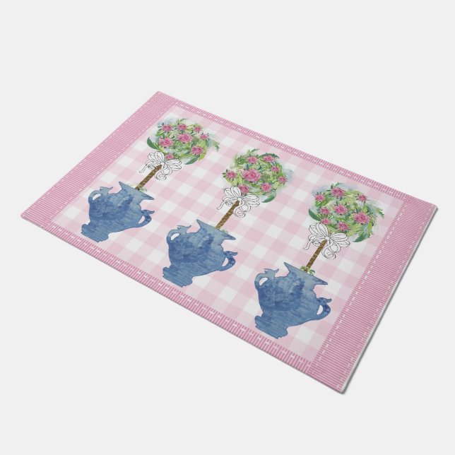 Pink Topio Bleu Rose Ginger Jar Doormat tapis (Incliné)
