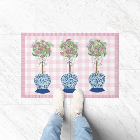 Pink Topio Bleu Rose Ginger Jar Doormat tapis (Intérieur)