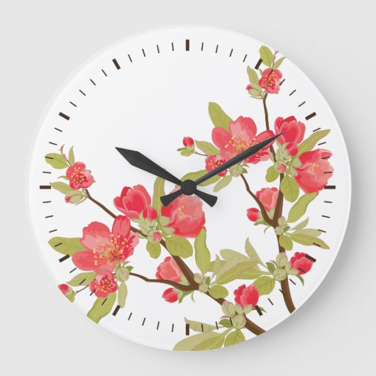 Pink Tree Blossoms Wall Clock Grote Klok (Voorkant)