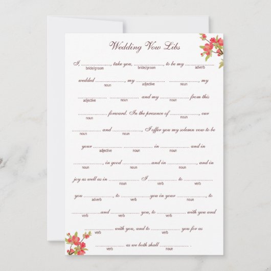 Pink Tree Blossts Mariage Vows Libs Cartes (Dos)