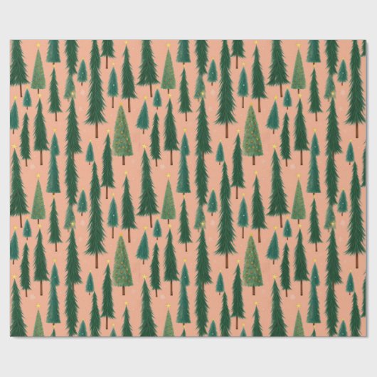 Pink Tree Gift Wrap, Modern Holiday Wrapping Paper Cadeaupapier (Vlak)