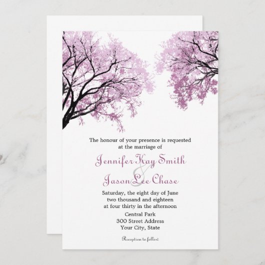 Pink Trees de Pastel - Invitations de mariage (Devant / Derrière)
