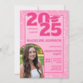 Pink Trendy Photo 2025 Graduation Invitation (Devant)