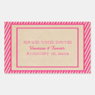 Pink Trendy Stripes Enregistrer Stickers Date