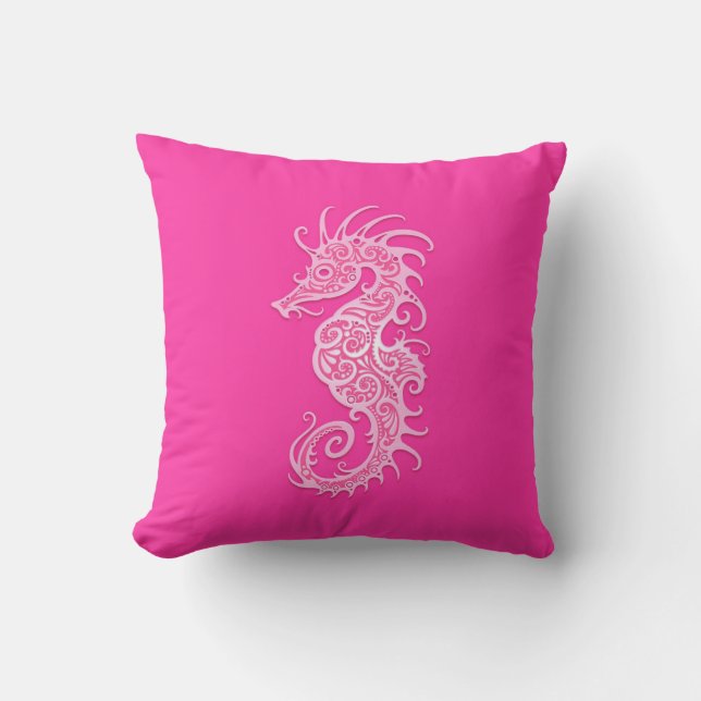 Pink Tribal Seahorse Kussen (Voorkant)