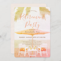 Pink Tropical Beach Retraite Party Invitation