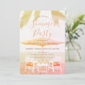 Pink Tropical Beach Summer Party Invitation (Debout devant)