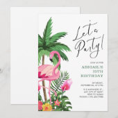 Pink Tropical Hawaiian 25th Birthday Invitation (Devant / Derrière)