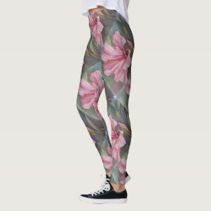 PINK TROPICAL HIBISCUS LEGGINGS