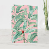 Pink Tropical Palm Leaves Bruiloft Order of Servic Programma (Achterkant)
