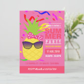 Pink Tropical Summer Girl Anniversaire Invitation (Debout devant)