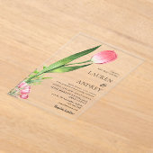 Pink Tulip Acrylic Wedding Invitation (Poser)