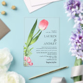 Pink Tulip Acrylic Wedding Invitation Acryl Uitnodigingen (Insitu (Huwelijk))