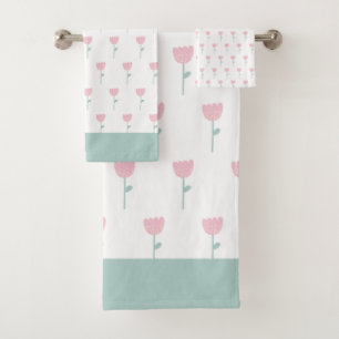 Pink Tulip Floral Minimaliste Simple Fille Vert
