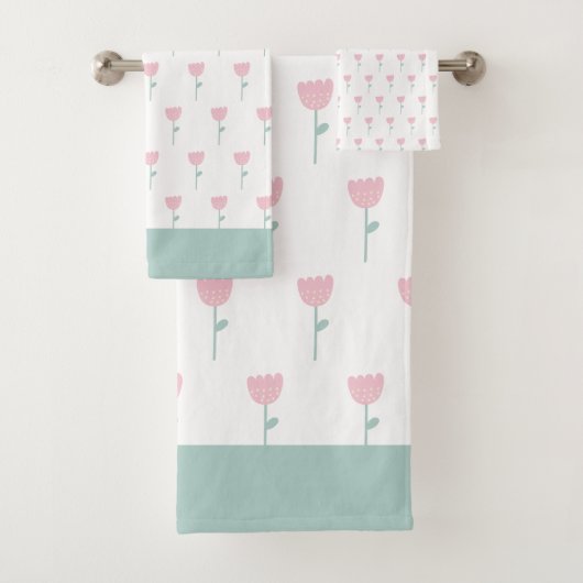 Pink Tulip Floral Minimaliste Simple Fille Vert (En situation)