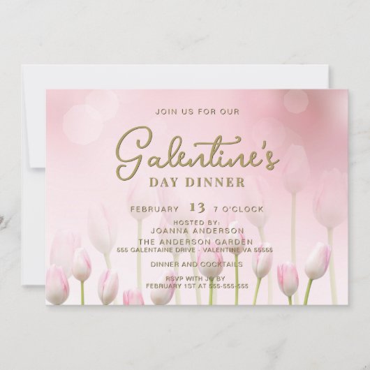 Pink Tulip Galentine's Dinner Brunch Invitation de (Devant)