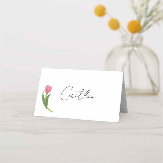 Pink Tulip Place Cards (Voorkant)
