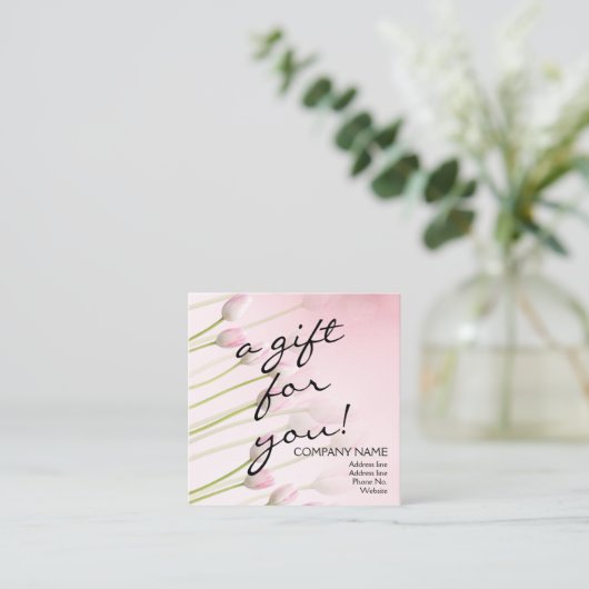 Pink Tulip QR Code Merci Carte de réduction de fid (Debout devant)