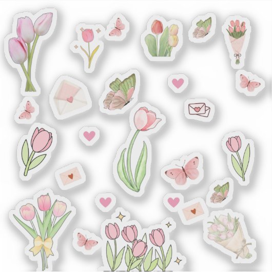 Pink Tulip Stickers (Devant)