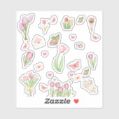 Pink Tulip Stickers (Feuille)