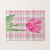 Pink Tulip Style Vintage Puzzle d'art graphique (Horizontal)