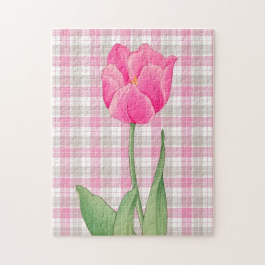Pink Tulip Style Vintage Puzzle d'art graphique (Vertical)