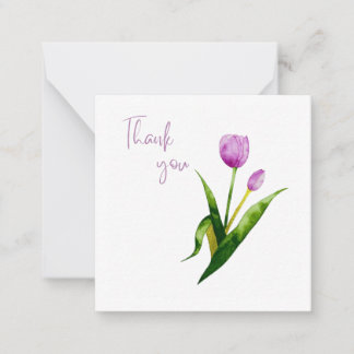 Pink Tulip Thank You Flat Notecard Notitiekaartje