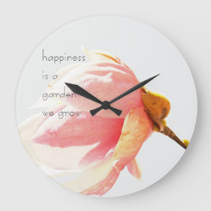 Pink Tulip Tree Flower with Happiness Quote Grote Klok