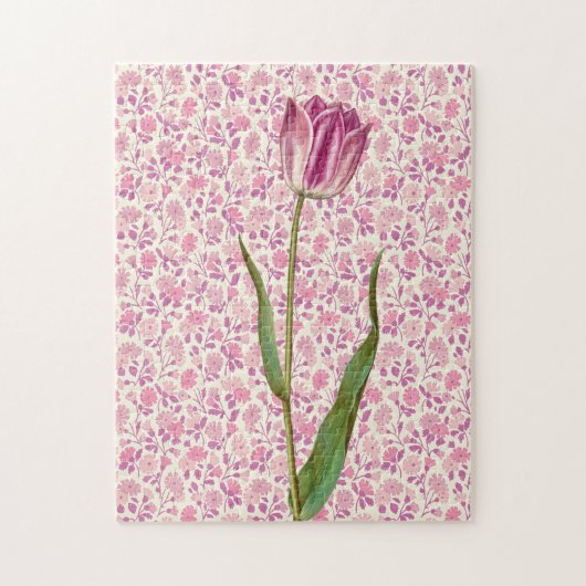 Pink Tulip Vintage Style Art Puzzle (Vertical)
