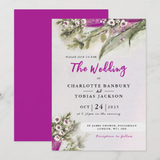 Pink Tulip Waterverf Floral Wedding Kaart