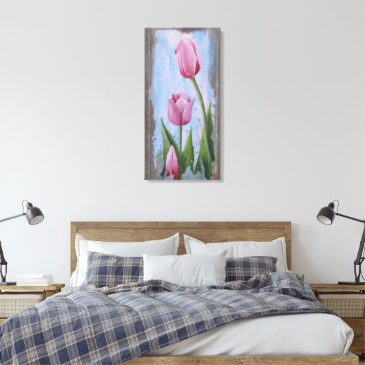 Pink Tulips  Canvas Afdruk (Insitu (Slaapkamer))