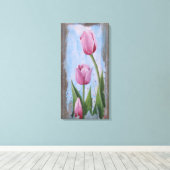 Pink Tulips Canvas Afdruk (Insitu (Houten vloer))