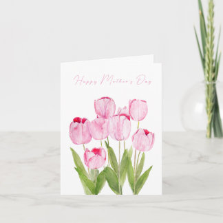 Pink tulips carte de fête des mères