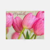 Pink Tulips Personalize Fleece Deken (Voorkant (Horizontaal))