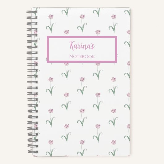 Pink Tulips Personalized Journal Notebook (Recto)