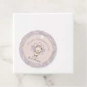 Pink Turkey & Feathers Happy Thanksgiving Gift Lab Bedankjes Labels (In situ)