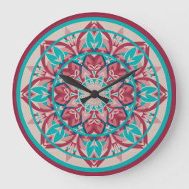 Pink & Turquoise Boho Mandala  Large Clock Grote Klok
