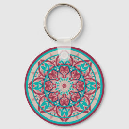 Pink & Turquoise Boho Mandala  Sleutelhanger