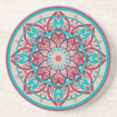 Pink & Turquoise Boho Mandala   Zandsteen Onderzetter (Voorkant)