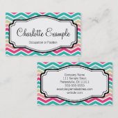 Pink Turquoise Chevron Personal Visitekaartje (Voorkant / Achterkant)
