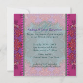 Pink Turquoise Jolie Dîner Dîner Fête Invitation (Dos)