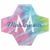 Pink Turquoise Tie Dye Nom et initiale personnalis (Plat)