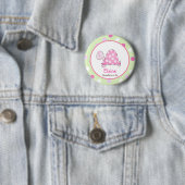 Pink Turtle NAME TAG Custom Button (In situ)