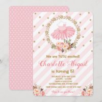 Pink Tutu Ballerina Ballet Baby shower Uitnodiging
