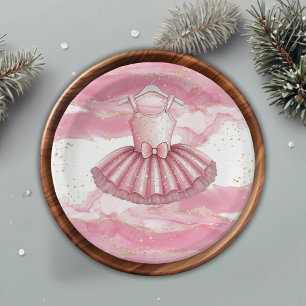 Pink Tutu Gold Glitters Baby shower Papieren Bordje