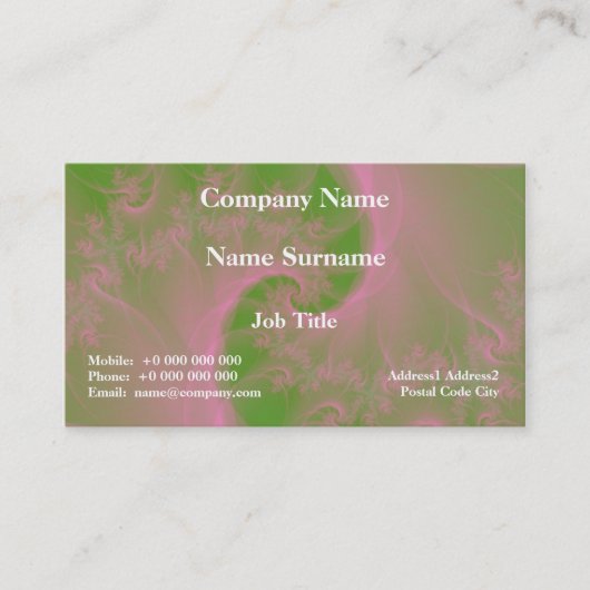 Pink Twist sur le Carte de visite vert (Devant)