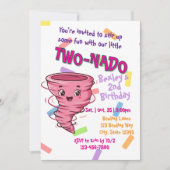 Pink TwoNado, 2nd birthday invitation (Devant)