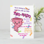 Pink TwoNado, 2nd birthday invitation (Debout devant)