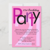 Pink Type 21st Birthday Party Invitation (Devant)