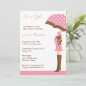 Pink Umbrella Baby Shower invitations (Debout devant)